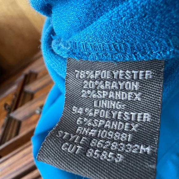 Vintage Donna Rico NY Blue dress w Flattering Peplum Brown Paisley Lining 14 - Picture 7 of 11